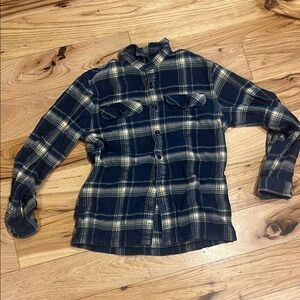 Patagonia Navy and Cream Plaid flannel shirt